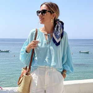 Avec Les Filles Torquoise Boho Style Blouse Size S